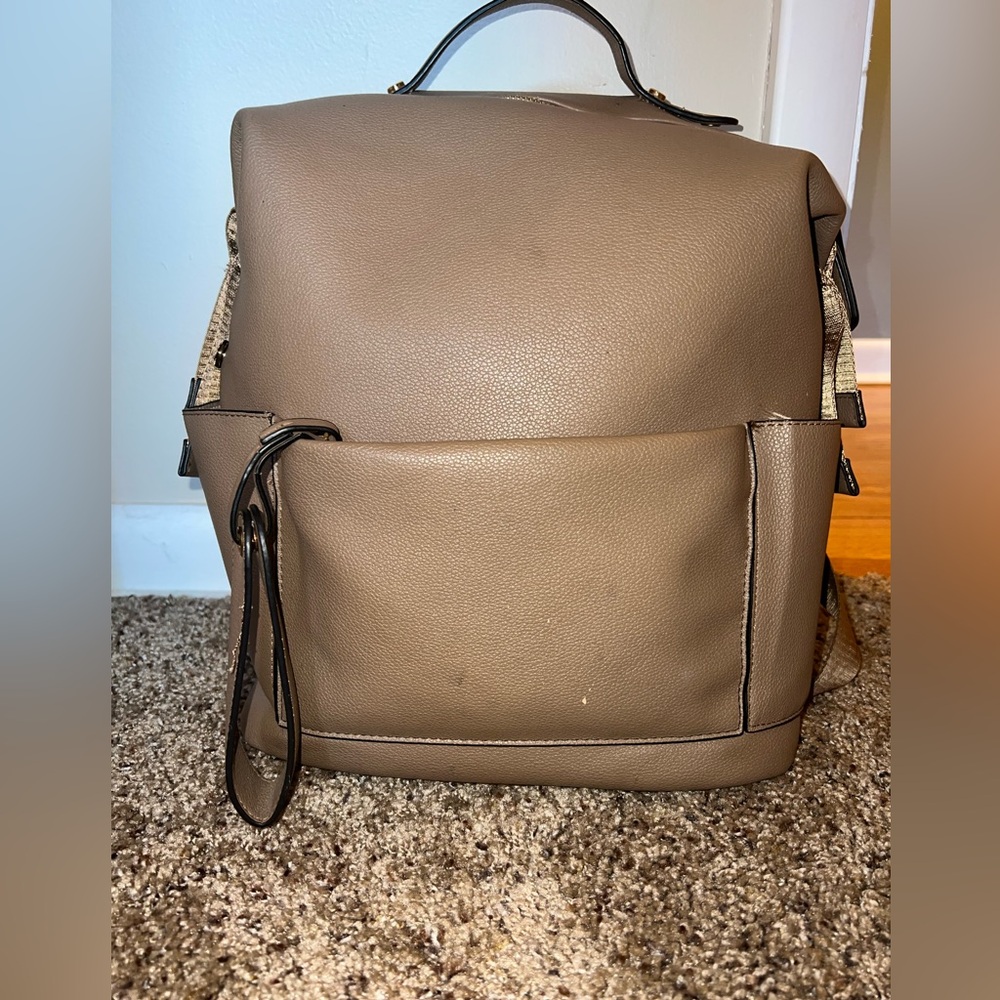 Brown Leather Diaper Bag Backpack